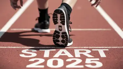 Corredores en una línea de salida marcada 2025, símbolo de comenzar el año con planificación patrimonial.