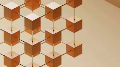 Una composición de bloques 3D en tonos cálidos, dispuestos de manera ordenada, simbolizando la estructura y el fortalecimiento de una empresa familiar a través de un diseño moderno y atractivo.